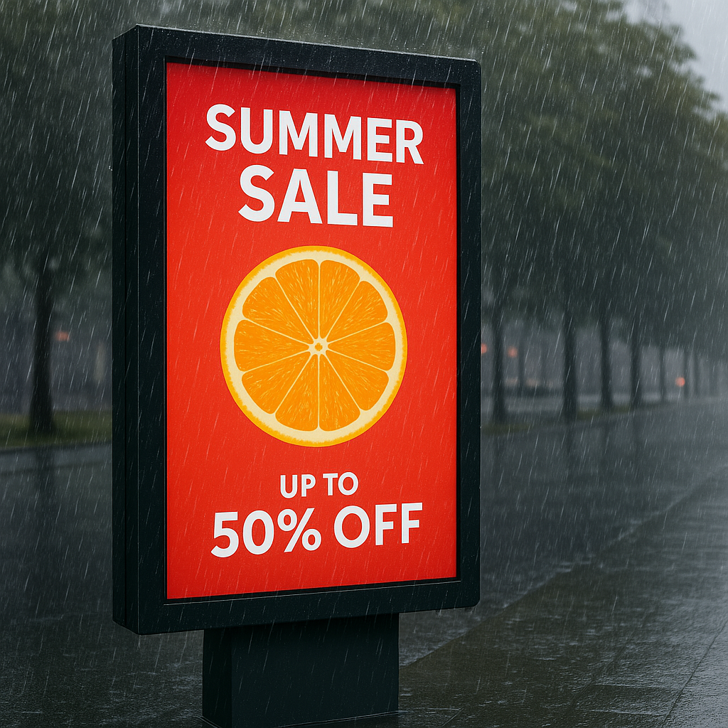 outdoor signage rain outdoor signage under the rain